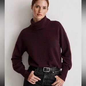 Madewell (Re)sponsible Hilda Cashmere Turtleneck Sweater sz XL, Heather Merlot